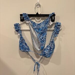 SHEIN Blue and White Floral Bikini